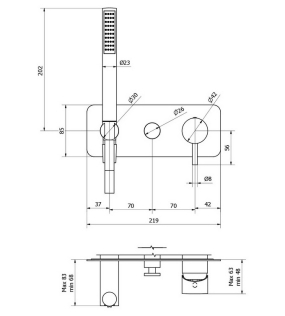 Внешняя часть iB Rubinetti MilanoTorino EMT313CC смесителя для душа, хром