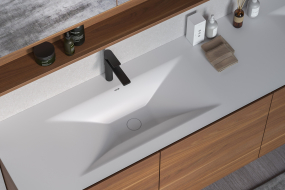 Раковина Holbi Sirius 77 SR 77х35, из Soft Rock, белая матовая, с клапаном