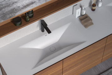 Раковина Holbi Sirius 77 SR 77х35, из Soft Rock, белая матовая, с клапаном