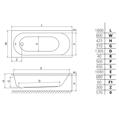 Ванна акриловая Excellent Oceana Mono 180x80, с ножками