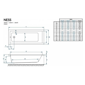 Ванна акриловая Excellent Ness Mono 170x70, с ножками