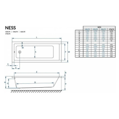 Ванна акриловая Excellent Ness Mono 150x70, с ножками