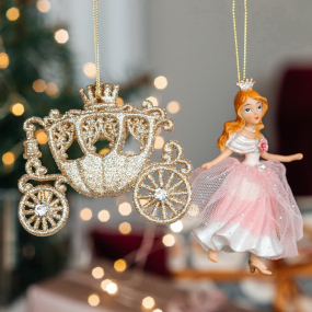 Елочная игрушка "Карета Золушки" 10 см, цвет золото