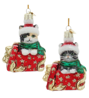 Игрушка на елку "Котенок в подарок" 8,3 см, в ассортименте