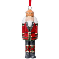 Елочная игрушка "Щелкунчик в красном сюртуке" 10 см