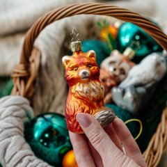 Новогодняя игрушка "Пушистая лиса" 9,5 см