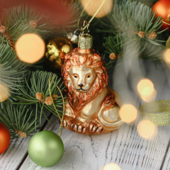 Новогодняя игрушка "Лев" 9,5 см
