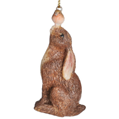 Игрушка на елку "Заяц с птичкой" 7,5 см