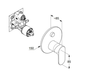 Внешняя часть Kludi Louva 247593975 смесителя для душа, черный