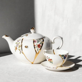 Чашка чайная с блюдцем Kintsugi, декор 2