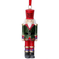 Елочная игрушка "Щелкунчик в зелёном сюртуке" 10 см