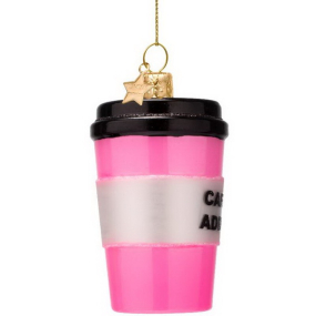 Елочная игрушка "Кофейная кружка" 11 см, цвет розовый