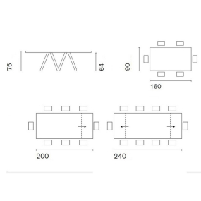 Стол Calligaris Cartesio 160(240)х90 CS4111, Calacatta Black