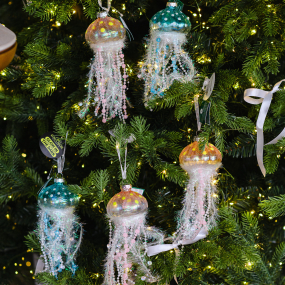 Елочная игрушка "Медуза Светящаяся" 21,5 см, голубая