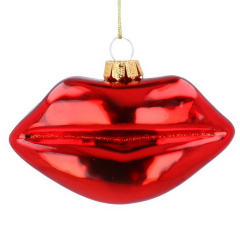 Елочная игрушка "Красные губы" 6х10 см