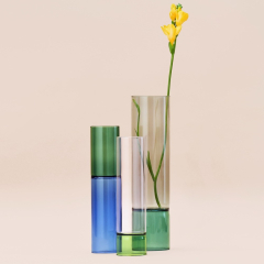 Ваза Bamboo Groove 27 см, цвет зеленый/розовый