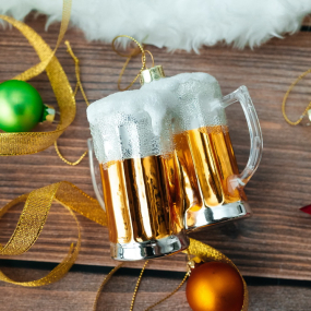 Новогодняя игрушка "Пивные бокалы" 9,5 см