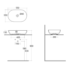 Раковина накладная RAK Ceramics Feeling 35х55 FEECT5500AWHA