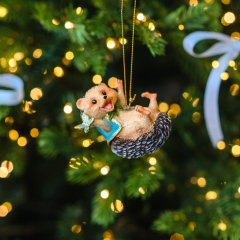 Елочная игрушка "Веселый ежик с бабочкой" 7,6 см, в ассортименте