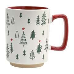Кружка "Елки со звездой" 400 мл, цвет ручки красный