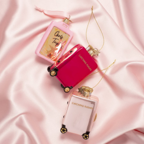 Елочная игрушка "Чемодан малиновый" 10 см