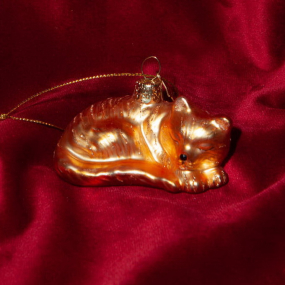 Елочная игрушка "Котик спящий" 3,5 см