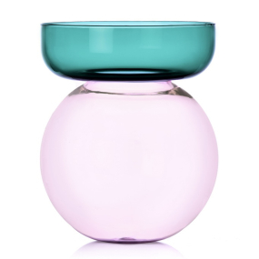 Ваза Aura 25 см, цвет петроль/розовый