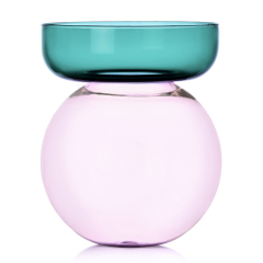 Ваза Aura 25 см, цвет петроль/розовый