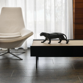 Статуэтка "Пантера оригами" 19х50х12 см, цвет черный матовый