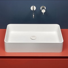 Раковина Antonio Lupi Velo, 63х38, из Flumood, с клапаном, белый матовый