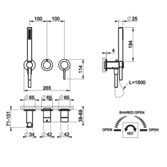 Внешняя часть Gessi 316 54039.299 смесителя для душа, черный матовый