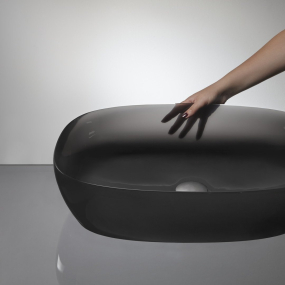 Раковина Antonio Lupi Senso, 60х40, из Cristalmood, с клапаном, полупрозрачная, цвет на выбор