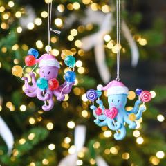 Игрушка на елку "Осьминог" 9 см, в ассортименте