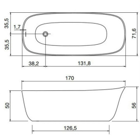 Ванна Antonio Lupi Dafne 170х72, из материала Cristalplant, матовая, белая