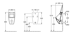 Писсуар Villeroy & Boch Venticello 32х28, CeramicPlus, 5504R1R1, с сиденьем