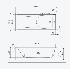 Ванна акриловая Excellent Wave Slim 180x80, с ножками