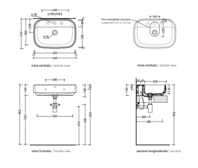 Раковина подвесная Flaminia Flag 64х44 FG64LPET, Petrolio