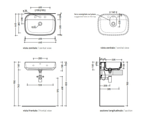 Раковина подвесная Flaminia Flag 64х44 FG64LPET, Petrolio