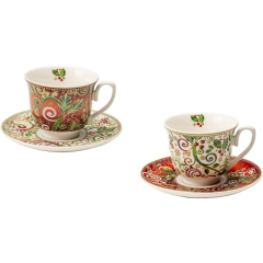Набор чашек чайных с блюдцами Christmas Star 250 мл, 4 предмета