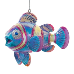 Новогодняя игрушка "Рыба-клоун" 9 см, голубая