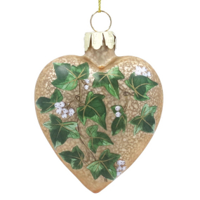 Елочная игрушка "Сердце с листьями плюща" 8 см