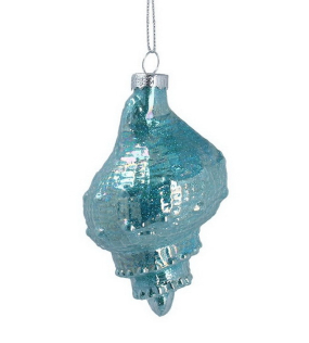 Елочная игрушка "Ракушка" 11 см, бирюзовая
