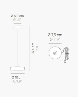 Лампа настольная Zafferano Swap 29 см, цвет титановый
