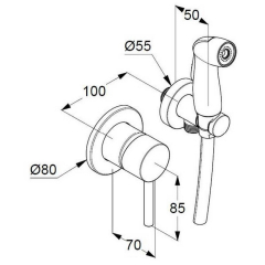 Смеситель для гигиенического душа Kludi Bozz 389990576, комплект, хром