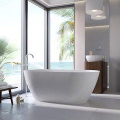 Ванна Holbi Venus New SR 158х79, из Soft Rock, белая матовая, с клапаном