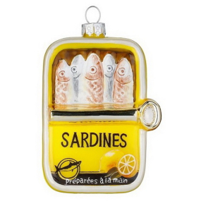 Елочная игрушка "Банка сардин" 9 cм, желтая