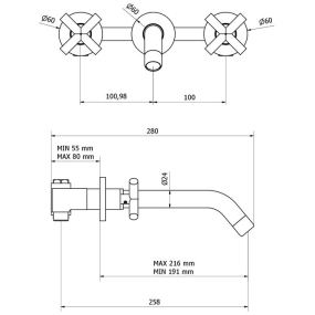 Смеситель для раковины iB Rubinetti Wow WO306SS, никель матовый