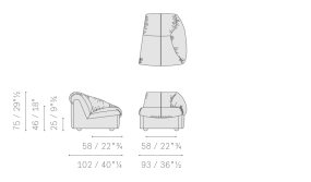 Модульное кресло Poltrona Frau Parka, крайний правый модуль
