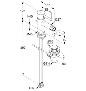 Смеситель для биде Kludi Bozz 385333976, черный матовый