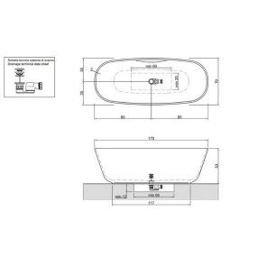 Ванна Antonio Lupi Baia Small 170х70, из материала Cristalplant, матовая, белая